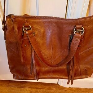 FRYE Leather Ari Satchel Shoulder Bag Tote Brown Genuine Leather CLEAN EUC